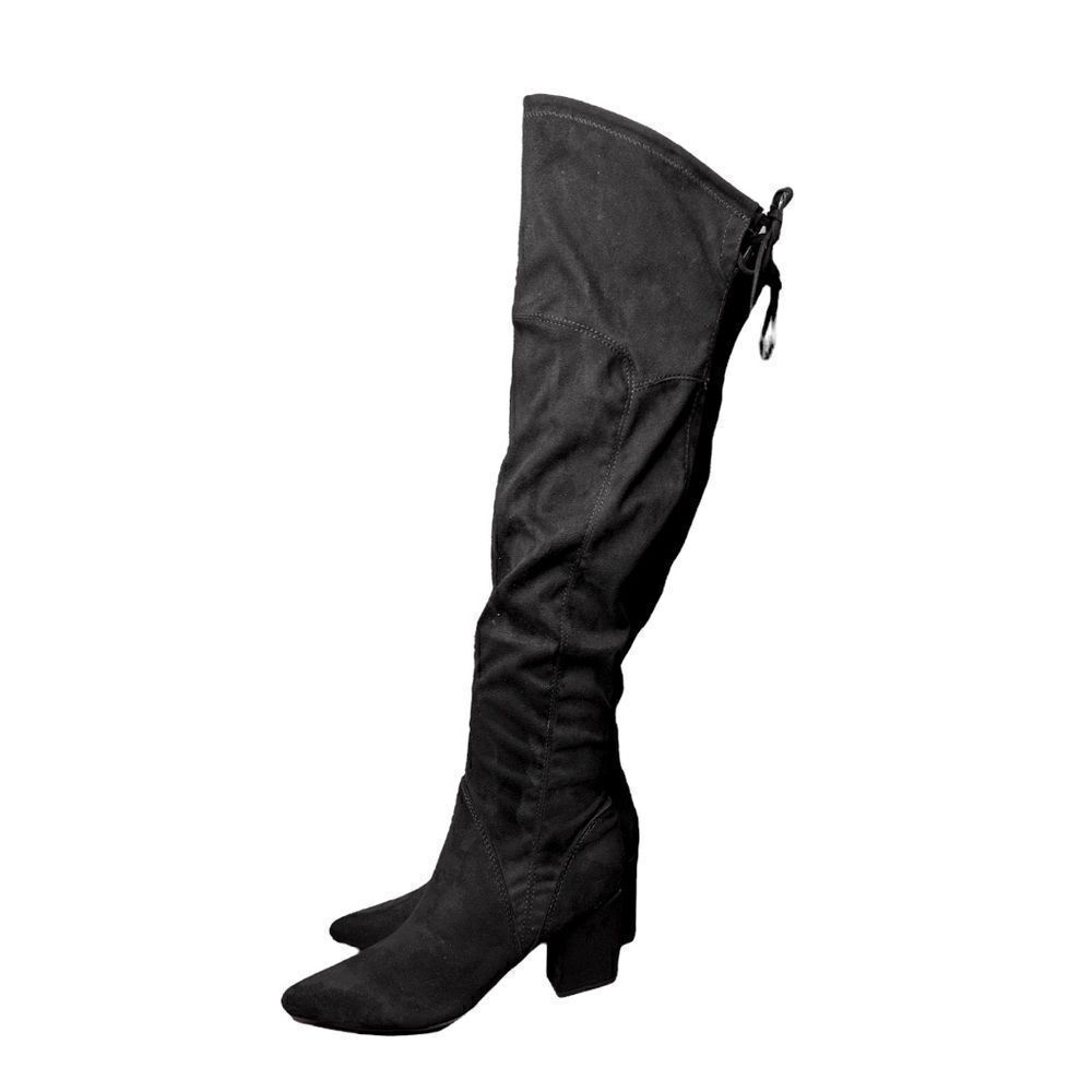 NEW Marc Fisher Okun Over Knee High Boot Black Block Heel Side Zip Women 9